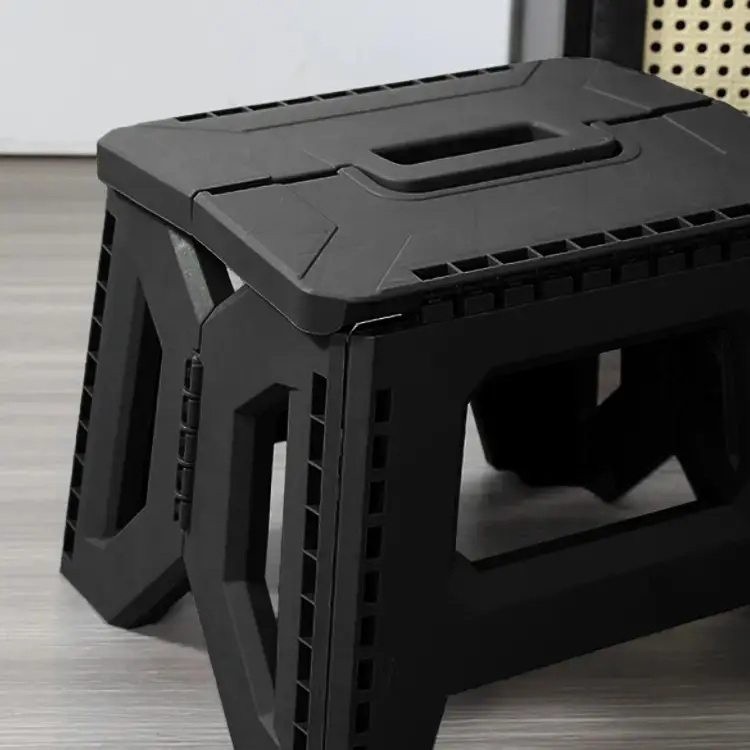 1 Pack Home Traditional Folding Step Stool - Space Saver Single Seat, Fully Assembled Plastic Stool with Carry Handle, Textured Top, Non-Skid Base, Home Use