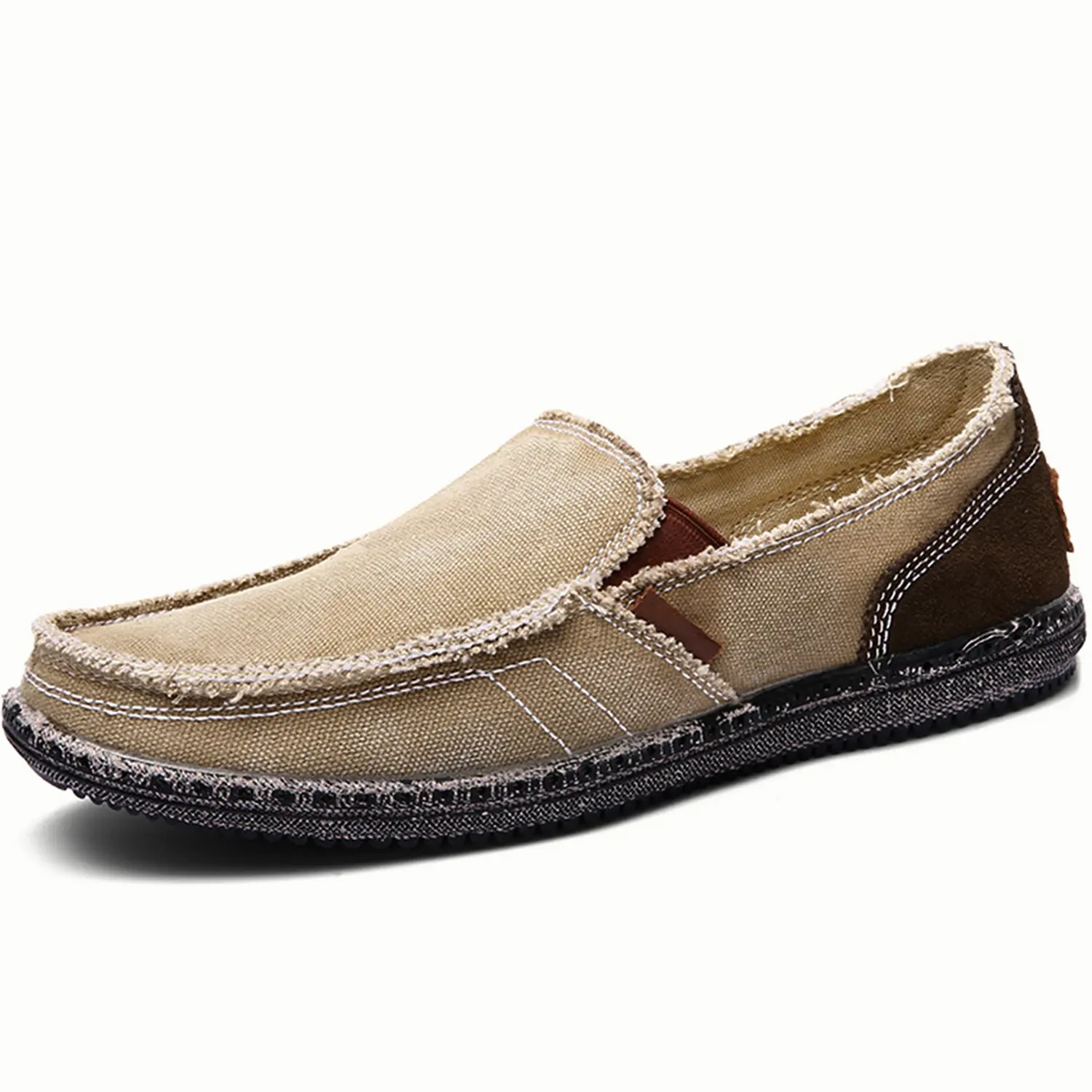 Men's Casual Cloth Shoes Canvas Slip on Loafers Leisure Vintage Boat Shoes Deck Shoes