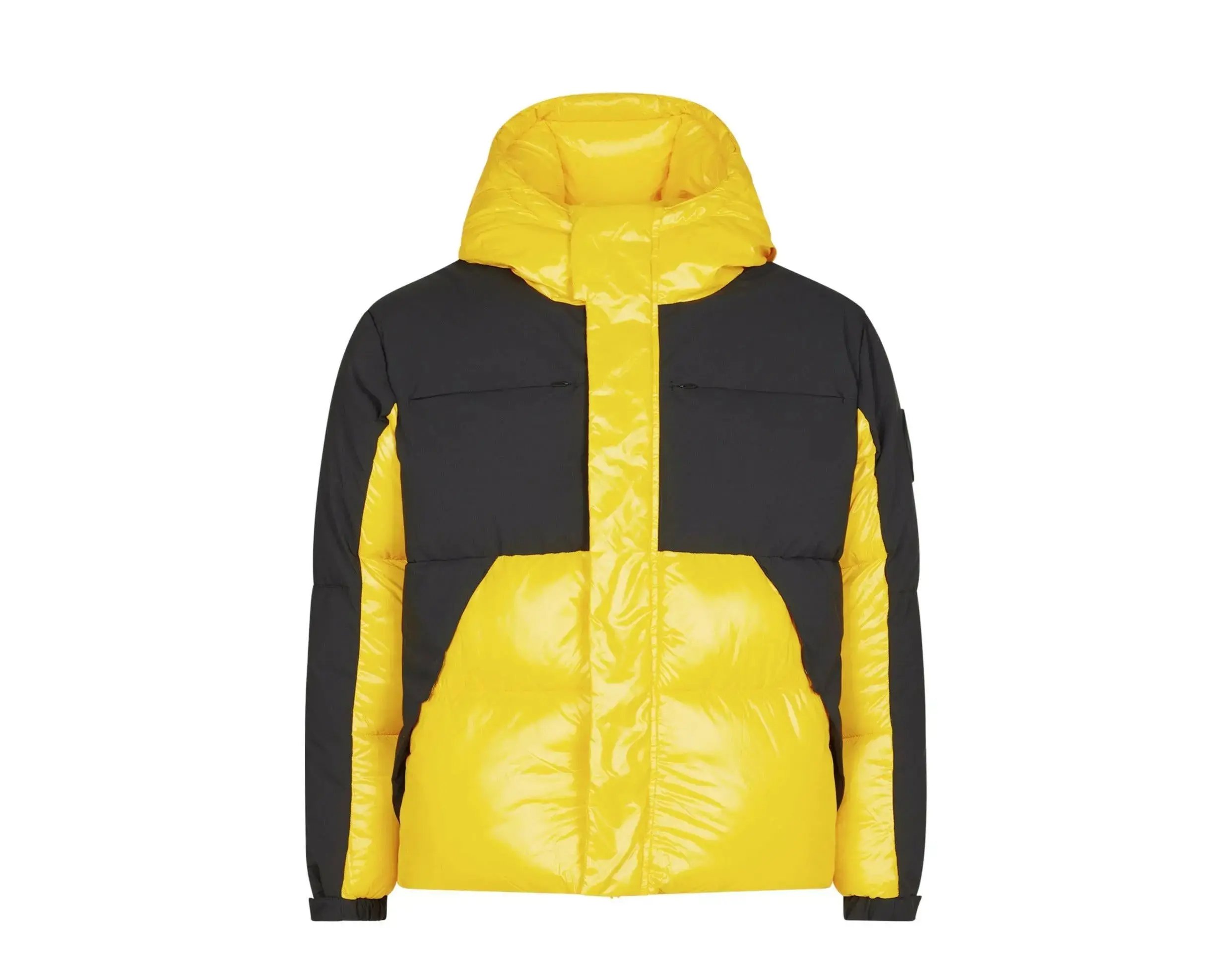 Save The Duck Luma Hooded Puffer Jacket in Chrome Yellow/Black | Men's