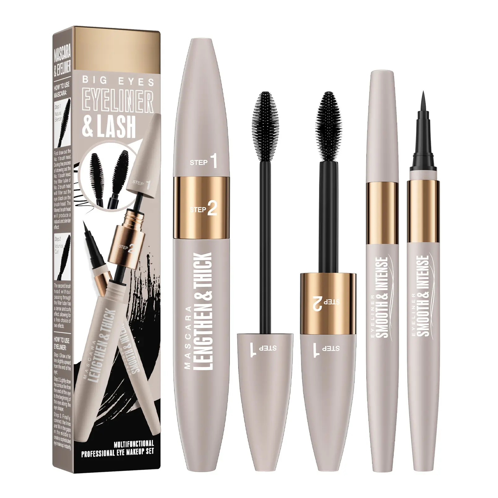 Water Resistant Mascara for Adults with Double-Sided Brush, Long-Lasting Clump-Free & Alcohol-Free Formula for Eyelash Extensions, 30g, Fragrance Free
