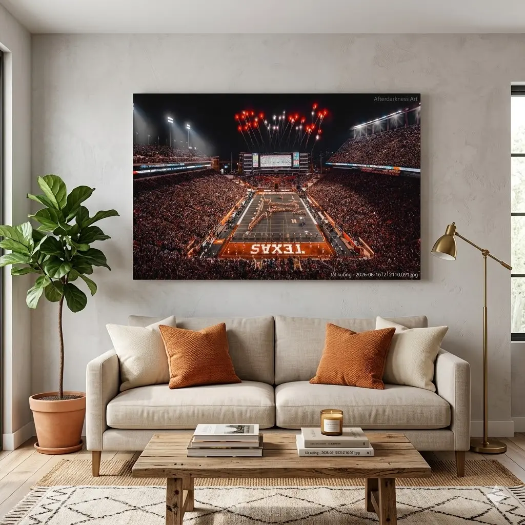 Texas Longhorns Darrell K Royal Texas Memorial Stadium,College Football, Wall Art Poster Print Unframed