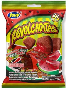 Revolcaditas Sandia 6oz Sandia Watermelon Flavored Chili Covered Hard Candy 28 Pieces Sweet and Spicy Candy from Mexico Sweet