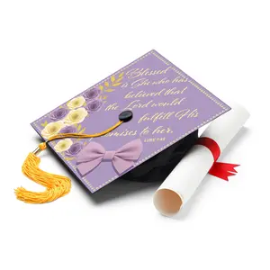 Blessed Is She Who Believed Graduation Cap Topper