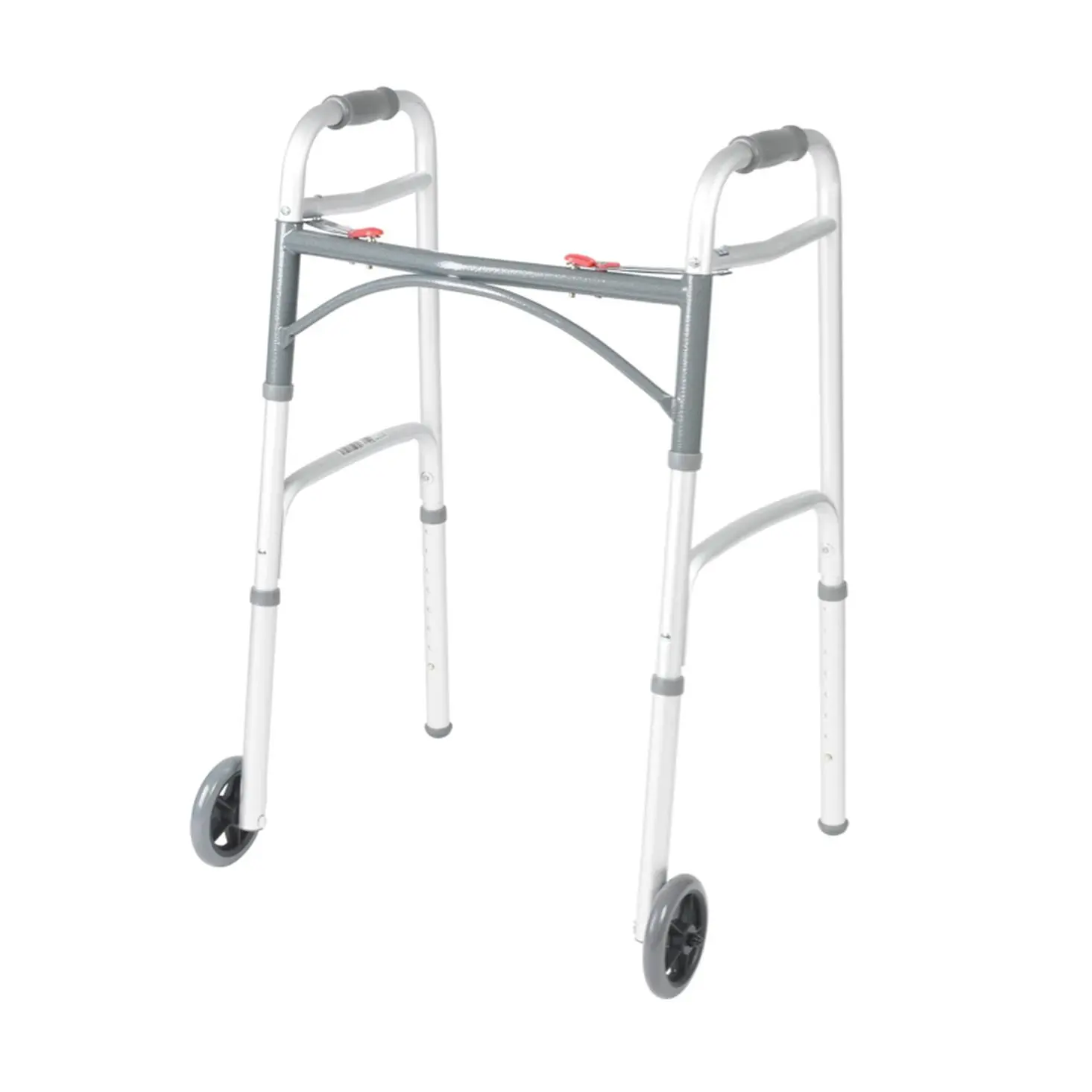 PreserveTech Deluxe Folding Walker 10210-1 Aluminum U-Shaped Frame 5" Wheels Adjustable Height Antimicrobial Silver