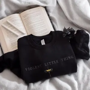 Embroidered Violent Little Thing, Book Lover Gift, Fourth Wing Crewneck, Basgiath Sweatshirt, Foam Vinyl, Book Club Gift, Fourth Wing Merch