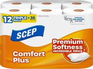 Toilet Paper 12 Triple Rolls 1 Ply Bathroom Tissue Septic Safe Soft Bath Tissue 231 Sheets per Roll Household Paper Supplies