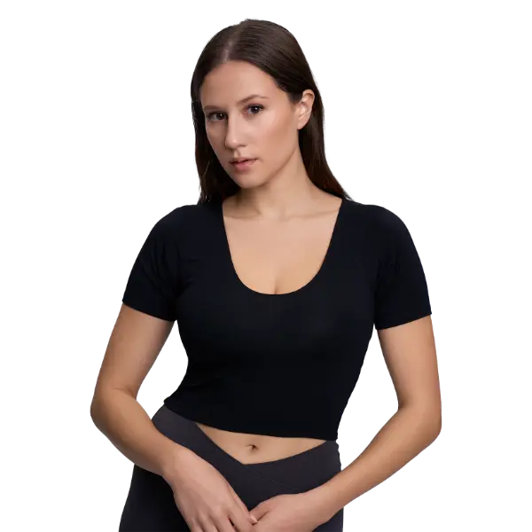 The Crop Undershirt That Changes Everything Your Secret to All-Day Confidence Lenzing Modal Elastane Blend Reversible Neckline 4-Way Stretch Stain Resistant