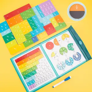 Magnetic Interactive Math Fraction Book, School Score Enlightenment Toy, Bar Graph + Pie Chart + Erasable Equation Area, Teaching Supplies, Learning Tool, Mathematical Tools