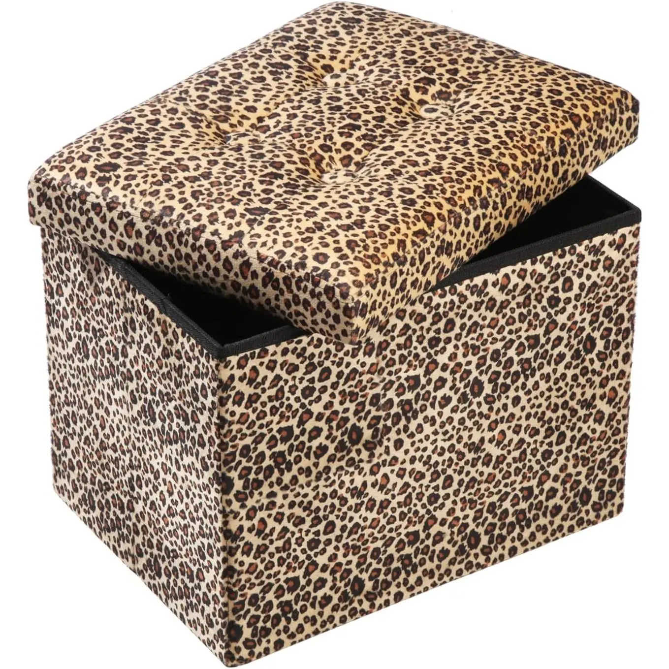 Ottoman Storage Ottoman Footrest Stool Small Ottoman with Storage Foldable Ottoman Foot Rest Footstool Bench for Living Room 17x13x13inches Leopard Print