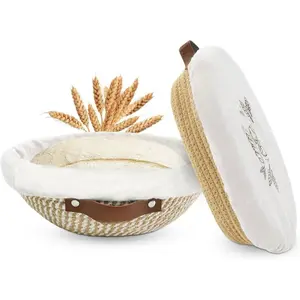 Banneton Bread Proofing Basket Set of 2, 9 10 11 inches Round & Oval Cotton Rope Sourdough Bread Baking Supplies Proofing Bowls with Liners & Covers Gifts for Bakers Women Wife Mom