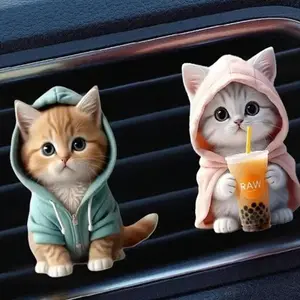 Cute Cat Design Car Air Freshener Clip, Car Perfume Clip, Car Air Outlet Decoration, Car Interior Accessories for Women & Girls, Unique Vehicle Air Outlet Decoration, Traveling Gadgets, Car Fragrance