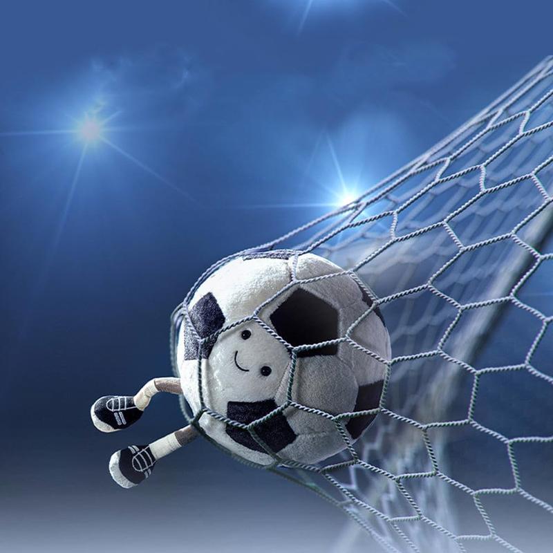 Soccer Ball Plush Rugby Football Cute Smiling Face Embroidered Feet Soft Cuddly Huggable Buddy Game Decoration Throw Pillow Kids Birthday Christmas Gift