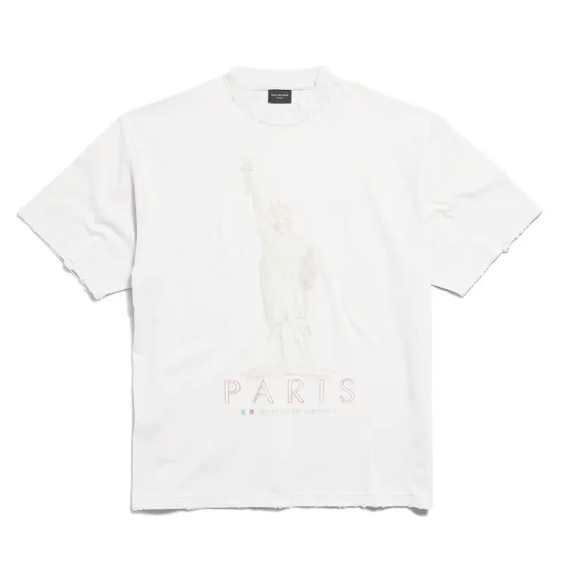 Balenciaga Paris Liberty Short Sleeve Tee Shirt Off White