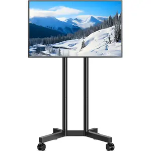 Rfiver Rolling TV Stand for 32-70 Inch TVs, Mobile TV Stand with Upgraded Wheels up to 88lbs, Height Adjustable Mobile TV Cart on Wheel, Portable TV Stand for Bedroom, Living Room, Home, Office