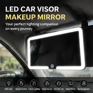 Multifunctional Car LED Sun Visor Vanity Mirror, Vehicle & Girly Car Accessories, USB-Rechargeable, Touch-Sensitive Control, Dimmable Bicolor Lighting for Makeup Products
