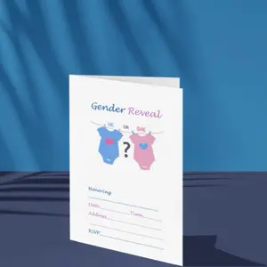 25 ctGender Reveal Invites with Blue Envelope for Baby Shower Announcements