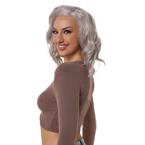 Abhair 14" Grey Short Curly Synthetic Lace Front Wig
