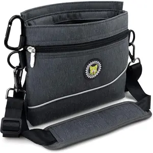 Dog Treat Pouch with Magnetic Closure, 2 Zip Pockets, Removable Inner Pocket, Padded Shoulder Strap, Perfect Food Bag for Agility Training - Including Carabiner