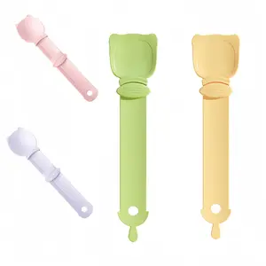 Cat Treat 4PCS Squeezer for Lickable Puree, Mess-Free Cat Strip Feeder Spoon, Dispenser Tool for Churu and Wet Food Tubes, No Waste Sliding Extruder for Cats & Kittens