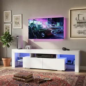 Modern TV Stand for TVs up to 70 Inch, Entertainment Center with RGB LED Lights, Media Console Table for Living Room Bedroom, Home Furniture with Ambient Lighting & Storage Space