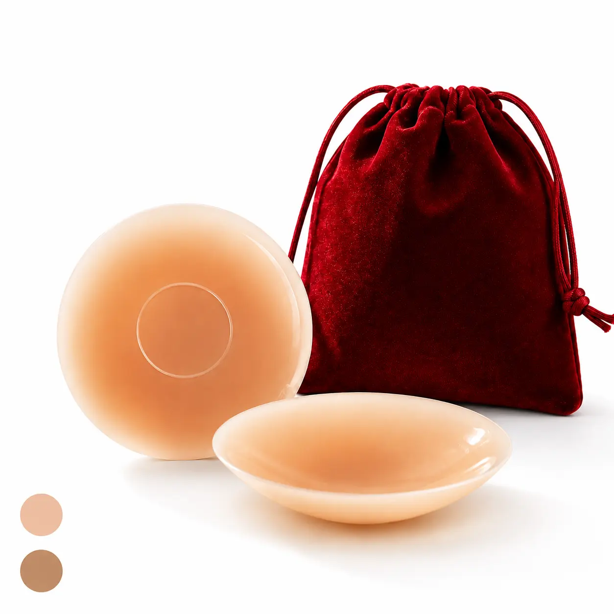 Nipple Covers for Women, Invisible Seamless Silicone Pasties - Reusable Adhesive Bra Inserts for Everyday Use with Travel Case, Accessory, Invisible On Skin