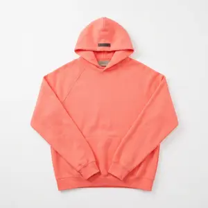 Unisex Hoodie Coral Color Medium Fit Vibrant Color Versatile Casual Wear with Pocket Stylish Menswear