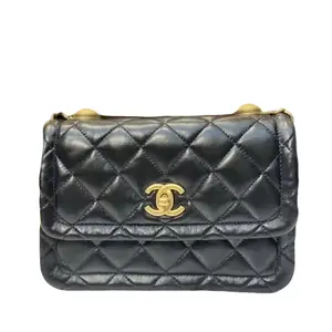 Pre-owned CHANEL Lambskin Shoulder Bags Mini Bags Quilted CC Gold Hardware Mini Flap Handbag Classic Style