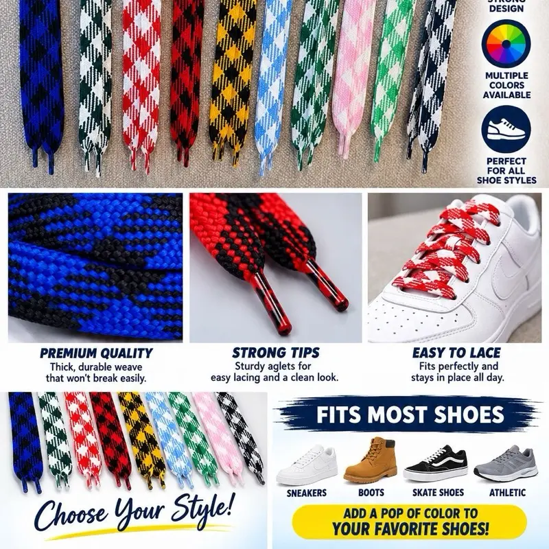 Thick Durable Shoelaces for Sneakers, Boots, and Casual Shoes