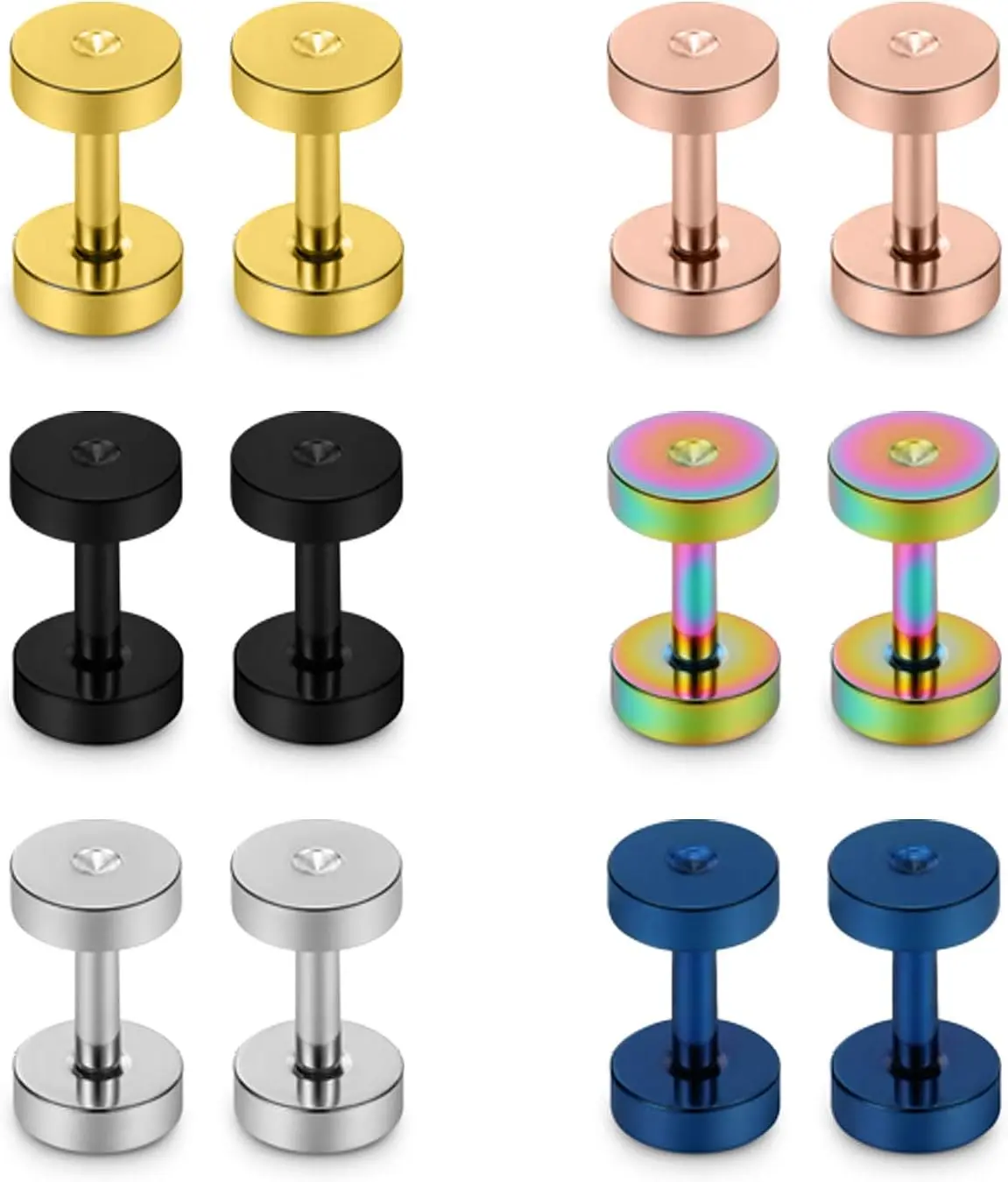 Screw Fit Ear Gauges Kit Surgical Steel Tunnel Expander Earrings Earlobe Plugs Body Piercing Jewelry Set for Women Men 14G-00G 12 Pieces