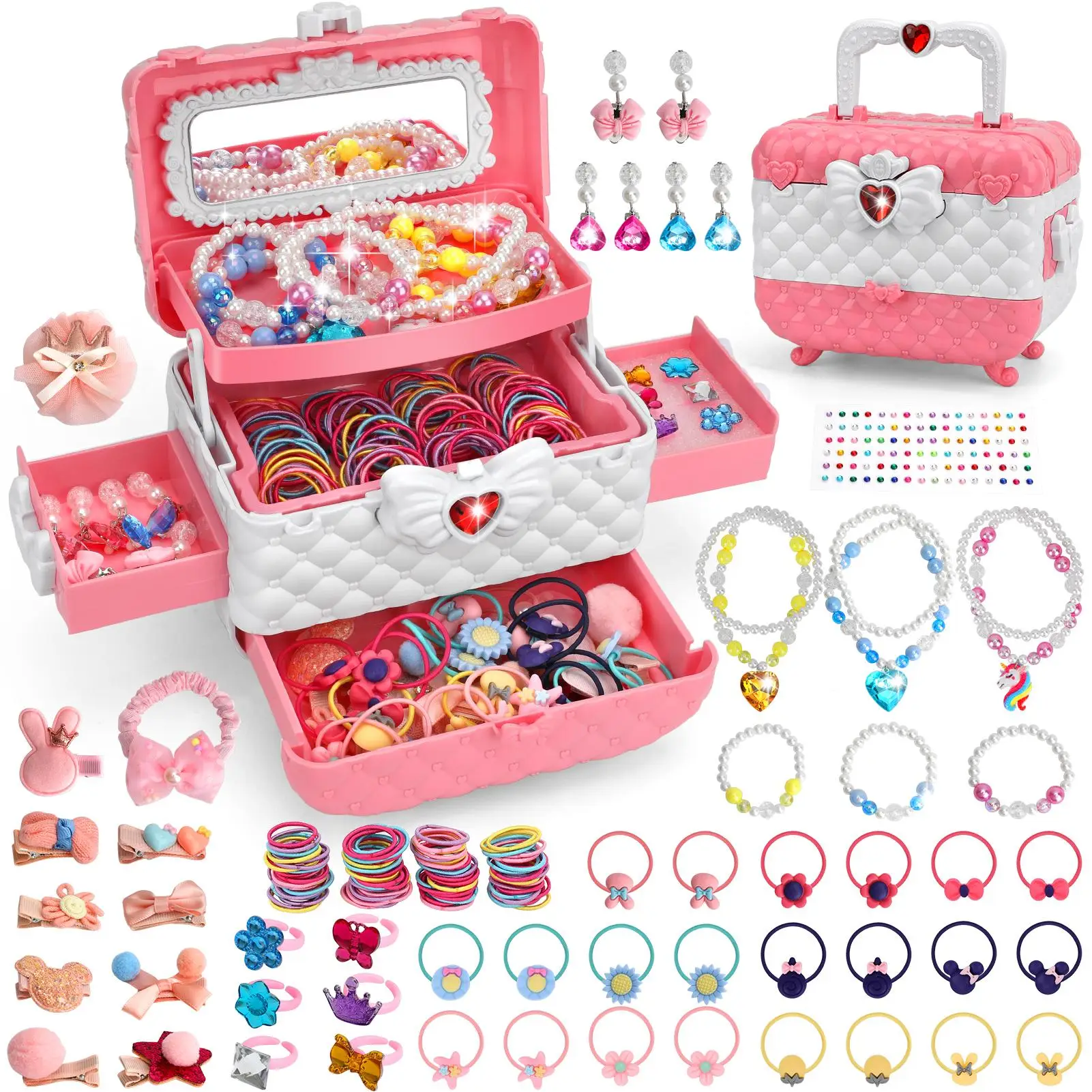 Children's jewellery accessory sets, dress-up jewellery sets for children, costume jewellery with hair clips and headbands, girls' toys, Christmas gif