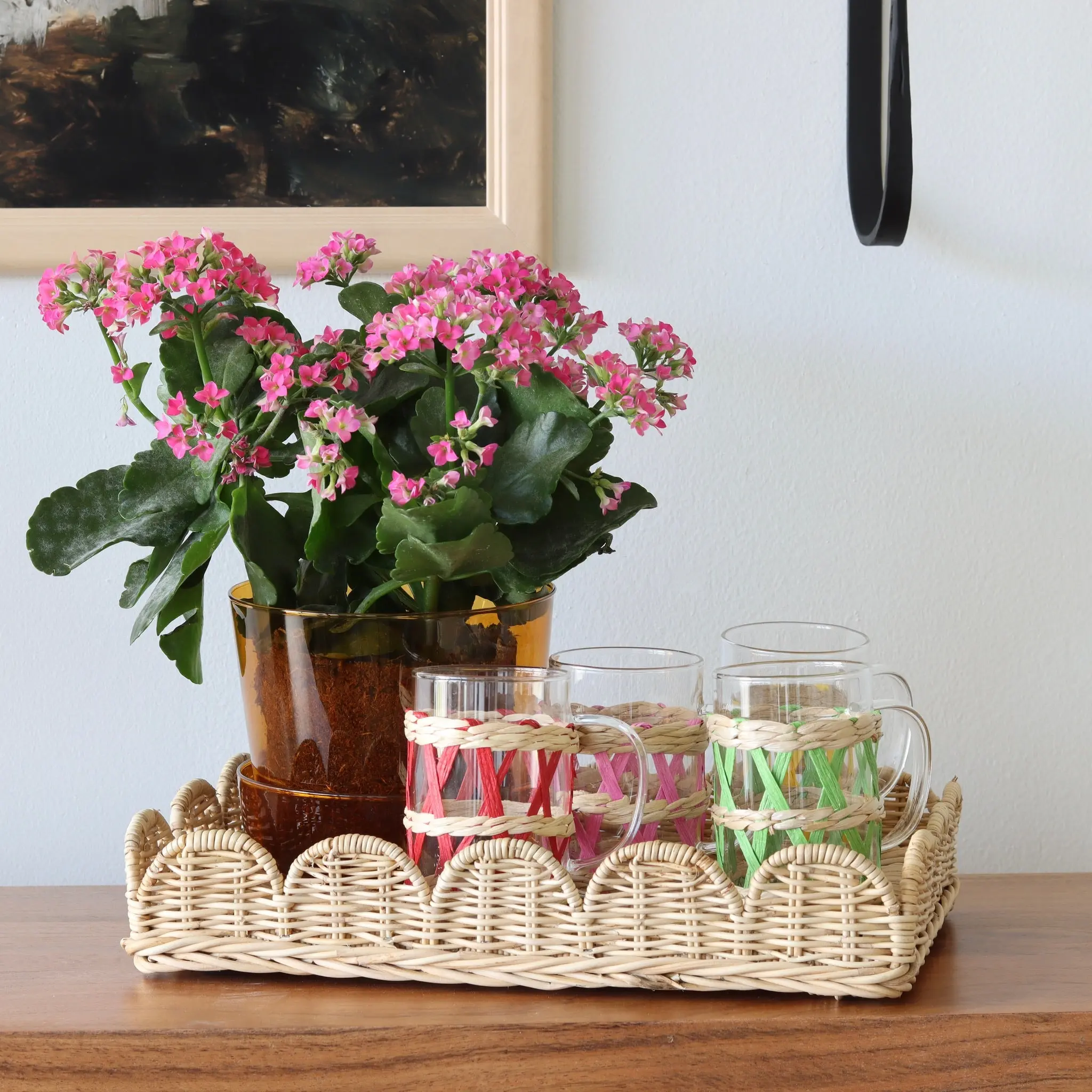 Scalloped Rattan Tray