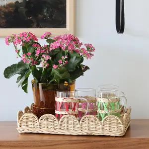 Scalloped Rattan Tray