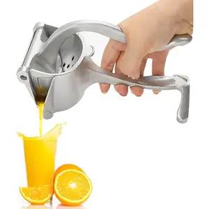 Bar Juicer Fruit Juice Handheld Press Squeezer with Seed Filter Heavy Duty Aluminum Alloy Manual Extractor for Citrus Orange Pomegranate Apple Lemon Lime Silver Durable Lightweight Portable