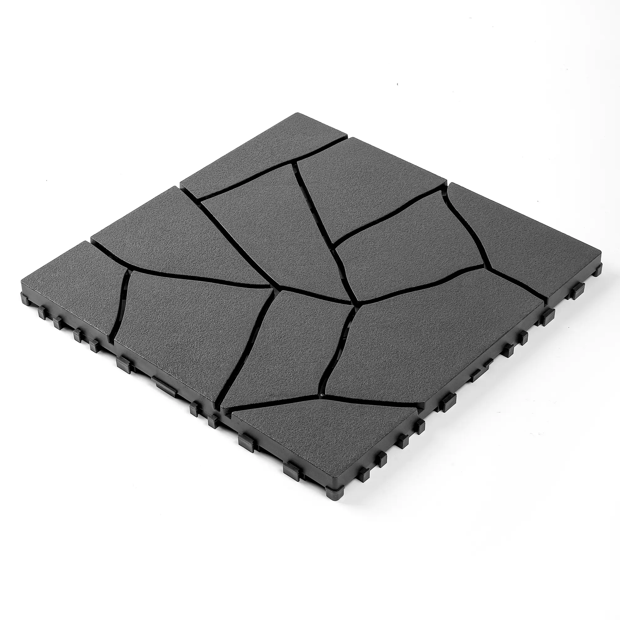 44 Pack Stone-Style 12" Patio Deck Tiles, Dark Gray DIY Interlocking Flooring for Balcony, Porch, Poolside & Backyard, Easy Indoor & Outdoor Installation #PatioDecor #OutdoorLiving