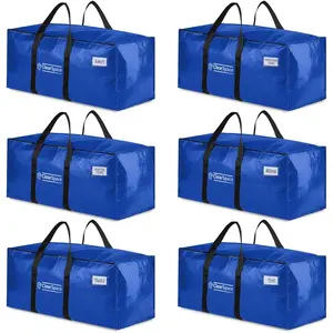 Heavy Duty Moving Bags or Storage Bags – Large Moving Boxes with Backpack Straps, Zippers & Handles, 6 pack