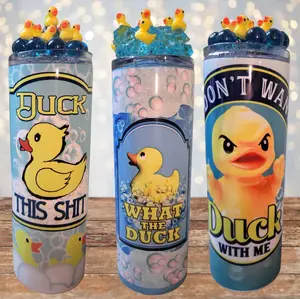 Duck Ice Lid Tumblers - 20 Oz Removable Magnetic Ducks With Ice - 3D Topper - Drinkware, Bottle