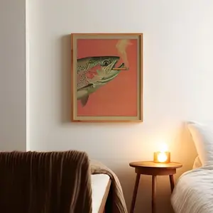 Trout Smoking A Cigarette Vintage Poster