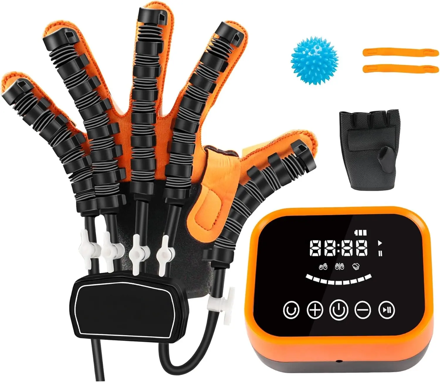 Multi-Function Portable Hand Strengthening Rehabilitation Robotic Glove - Healthcare Rehabilitation Equipment, USB Charging, Adaptive Training Trainer for Stroke Patients, Orange