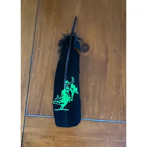 Black and Neon Green Bull Riding Custom Feather