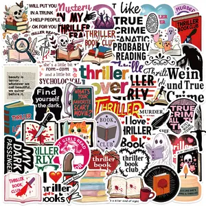 50 Fun Thriller Book Stickers, Cartoon Horror Designs for Decoration, Perfect for Phones, Notebooks, or DIY Projects, Funny Stickers