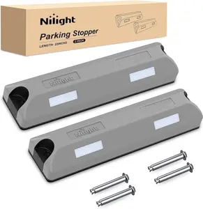 Nilight Rubber Parking Curbs 2 Pack - Heavy Duty 22 Inch Garage Wheel Stops Parking aid Block for Driveway & Parking Lot, Gray