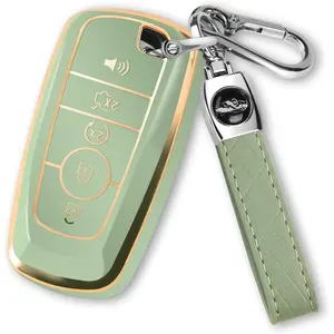 For Ford Key Fob Cover with Keychain, Soft TPU Key Case Shell Full Protection for Ford Explorer Fusion Escape Edge Expedition F150 F250 F350 F450 F550 Maverick Mustang(Green)
