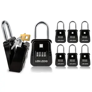 Lion Locks 1500 Key Lock Box with Code - Lockbox for Keys Outdoor, Realtor Lock Box for Short-Term Rentals, Holds 5 Keys (6 Pack)