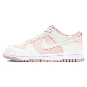 Women's Nike Dunk Low-Top Trainer Sneakers - Youth-Fit, Peach & House White, Slip-Resistant, Lightweight Casual Footwear (Maison Mihara Official)