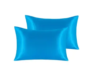 Luxurious Satin Pillowcases for Hair and Skin Royal Blue 2 Pack 20x26 Inches Silky Durable Envelope Closure Protects Skin and Hair