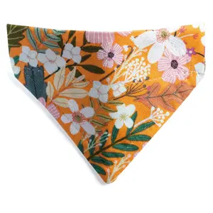 Cat Bandana - "The Force of Nature" - Orange Fall Floral Bandana for Cat + Small Dog / Flowers, Leaves, Autumn  / Over-the-Collar Bandana