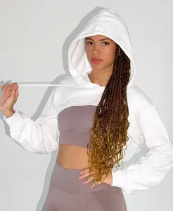 Josie Cropped Hoodie Shrug Top - White