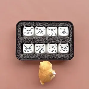 (8 Piece Set) Cute Cat Cartoon Round PBT Dye Sublimation Keycaps, MAO Profile Height, for Mechanical Keyboard (Keycaps Only, No Keyboard Included)