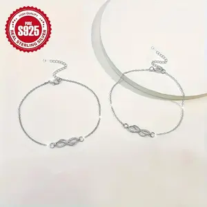 S925 Silver Vintage Infinity Symbol Exquisite Anklet, Unique Beach Ankle Chain.