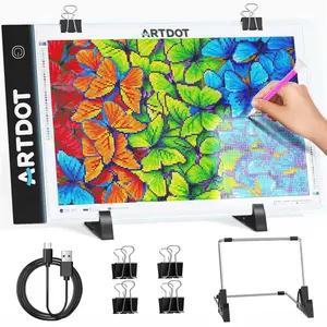 A4 LED Light Pad for Diamond Painting Kits for Adults, USB Powered Adjustable Brightness Diamond Art Light Board with Accessories